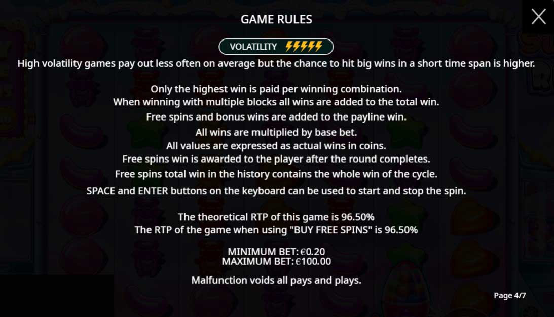 Sugar Rush slot game rules