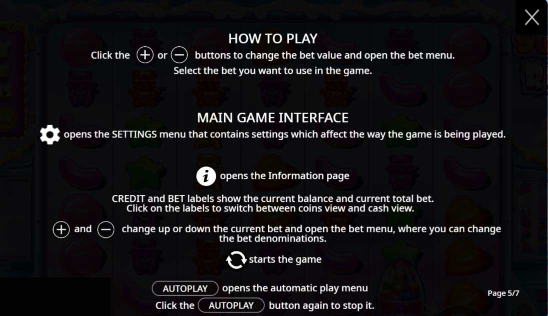Sugar Rush slot game how to play and main game interface
